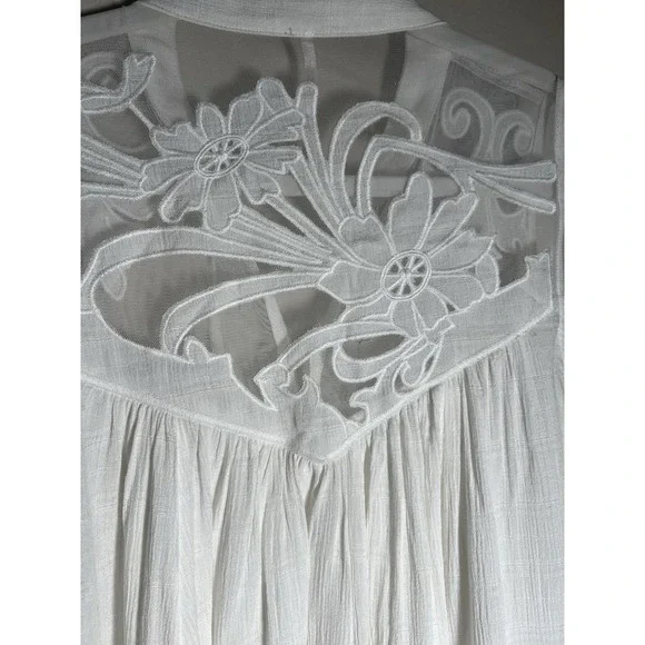 Free People Western Romance Top Womens‎ Medium Mesh Appliqué Boho Coquette - Picture 5 of 8